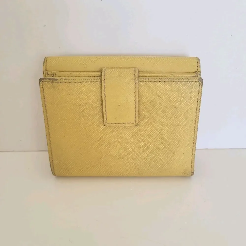 Salvatore‎ Ferragamo Vala Wallet Leather Yellow Small Compact Card Bill Fair
